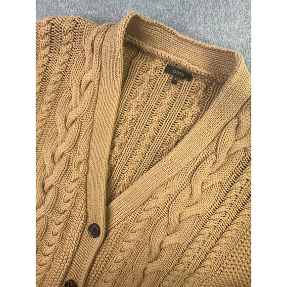 Quince Oversized Cardigan Women's Size M Cable Knit Organic Cotton Sweater Camel - Picture 3 of 9